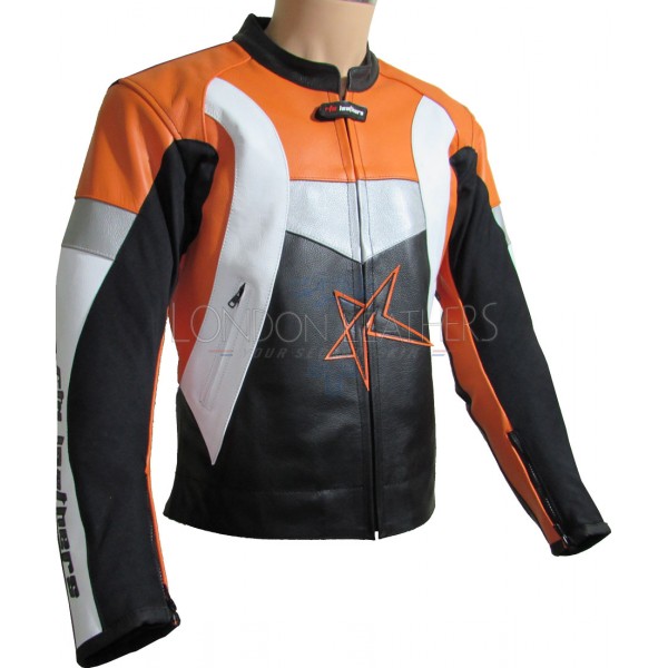 RTX Violator Orange Motorcycle Leather Jacket